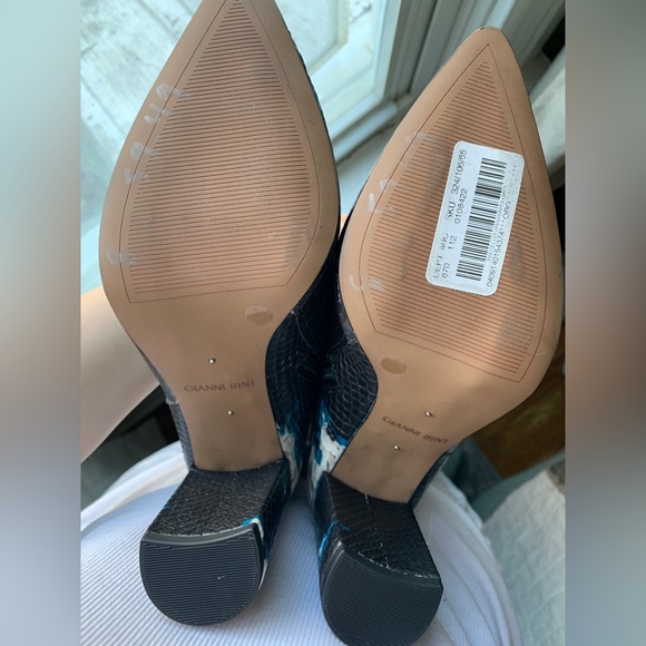 Gianni Bini Kellbie Snakeskin Leather Tall Boots High Heel Knee Boots Like New - Picture 9 of 14